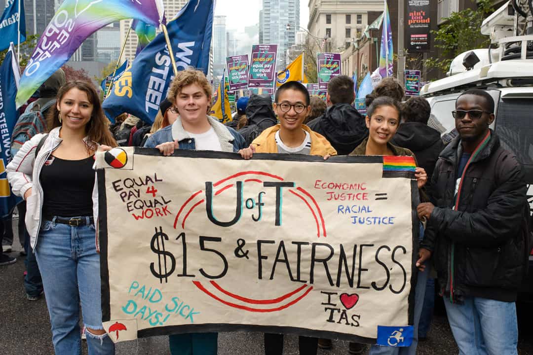 The U of T chapter of Fight for $15 and Fairness calls for student action on labour rights.PHOTO BY JARED ONG