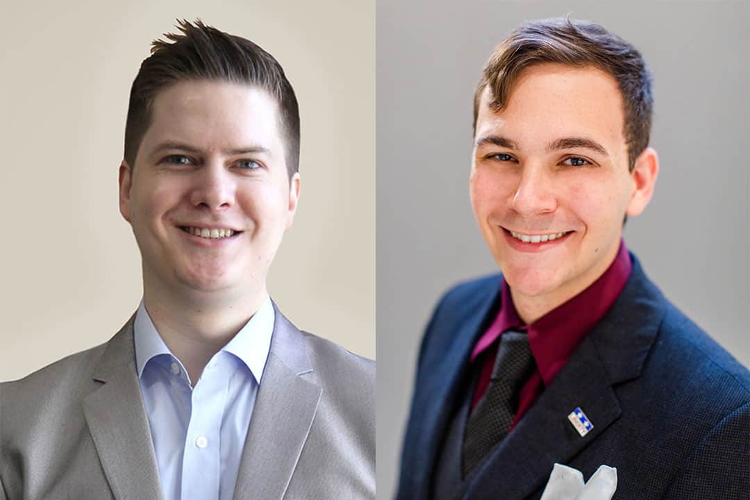 Left to right, Adam Hill and Jesse Velay-Vitow alleged defamation during the 2020 executive elections.LEFT: SHANNA HUNTER/THE VARSITYRIGHT: COURTESY OF THE MERCATUS CENTER