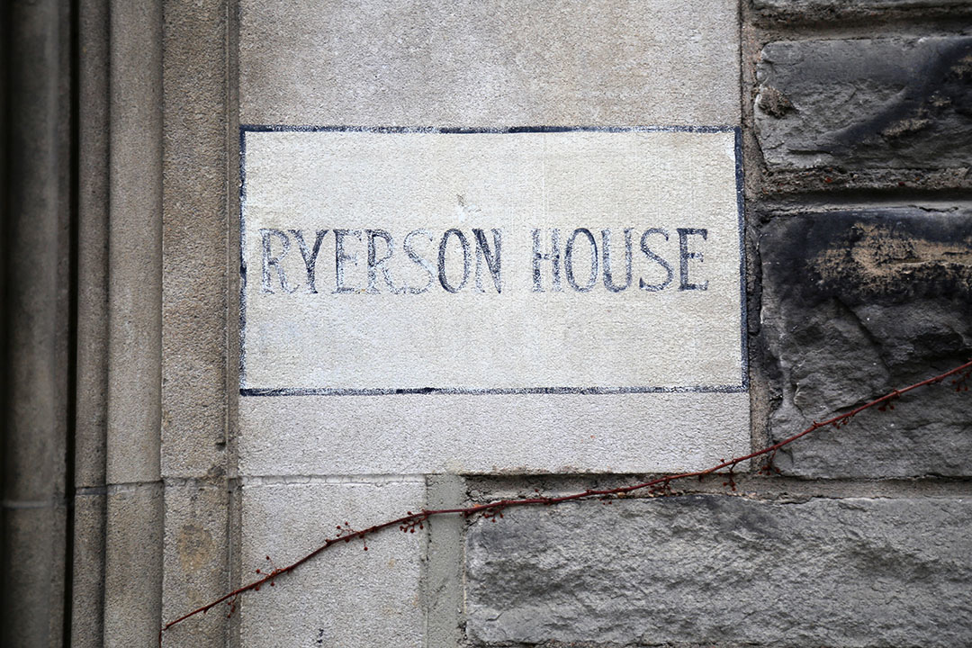 The plaque reading “Ryerson House” was immediately removed following the June 10 decision. PHOTO BY SHANNA HUNTER/THE VARSITY
